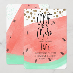 Watercolor Watermelon Wash Faux Glitter Confetti Invitation