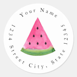 Watercolor Watermelon Wedge Classic Round Sticker