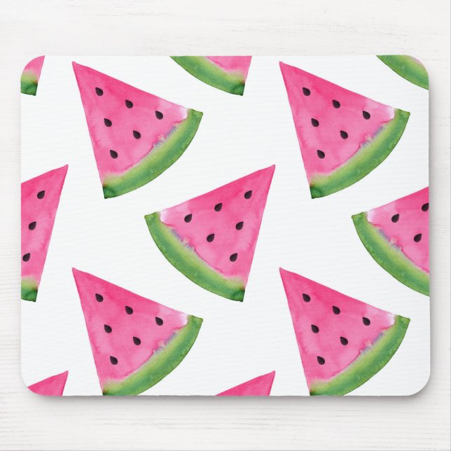 Watercolor Watermelon Wedge Pattern Mouse Mat (Front)