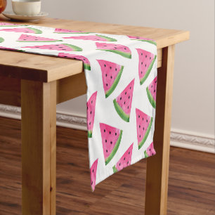 Watercolor Watermelon Wedge Pattern Short Table Runner