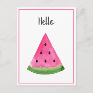 Watercolor Watermelon Wedge Postcard