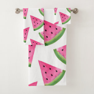 Watercolor Watermelon Wedges Bath Towel Set