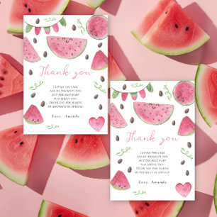 Watercolor watermelons birthday party thank you card