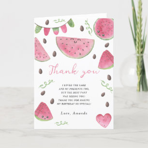 Watercolor watermelons birthday party thank you card