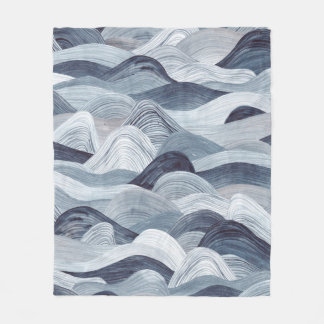 Watercolor wave pattern. Seamless background. Gray Fleece Blanket