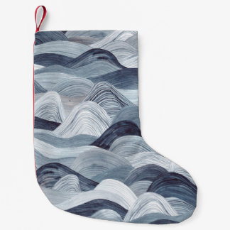 Watercolor wave pattern. Seamless background. Gray Small Christmas Stocking