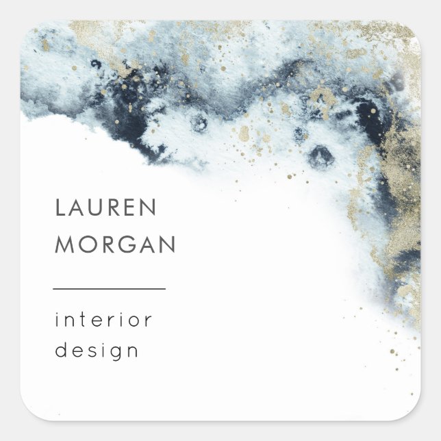 Watercolor Waves and Sand Business  Square Sticker (Front)