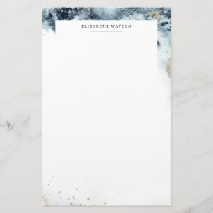 Watercolor Waves and sand  Monogram Stationery