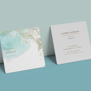Watercolor Waves and Sand Pastel Business Card