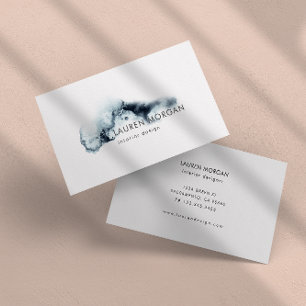 Watercolor Waves Blue Minimalistic Business Card