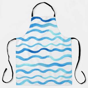 Watercolor Waves: Blue Turquoise Seamless. Apron