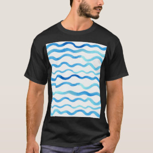 Watercolor Waves: Blue Turquoise Seamless. T-Shirt