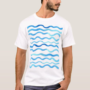 Watercolor Waves: Blue Turquoise Seamless. T-Shirt