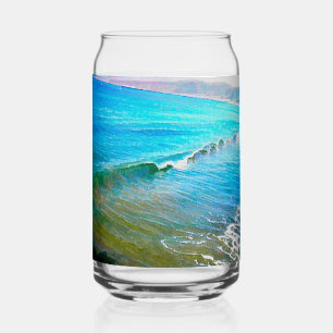 Watercolor Waves Can Glass