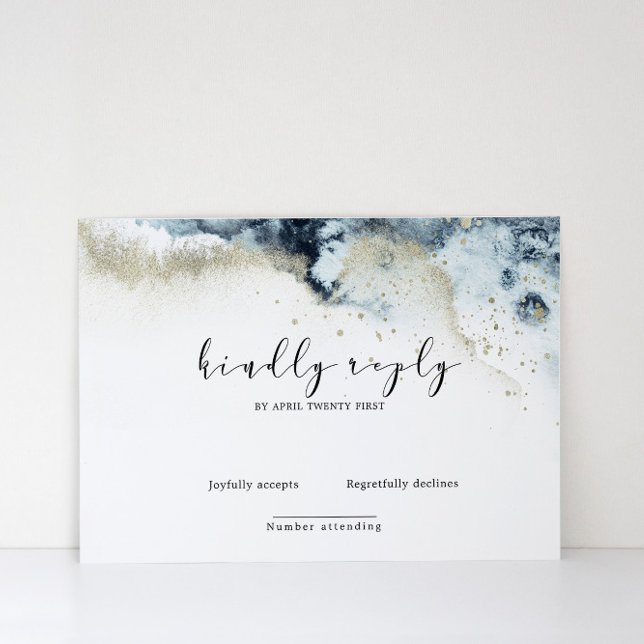 Watercolor Waves Elegant RSVP Card (Creator Uploaded)
