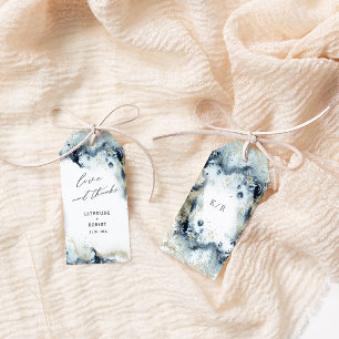 Watercolor Waves Elegant Wedding Favour Tag