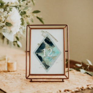 Watercolor Waves Elegant Wedding Table Card