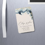 Watercolor Waves Gold Wedding Change The Date Magnet<br><div class="desc">This save the date magnet features watercolor brush stroke in deep navy blue colours with gold accents imitating waves on the beach which makes it a perfect choice for a summer or beach wedding. It is minimalistic and elegant in layout and font choices, also very easy to customise. Other items...</div>