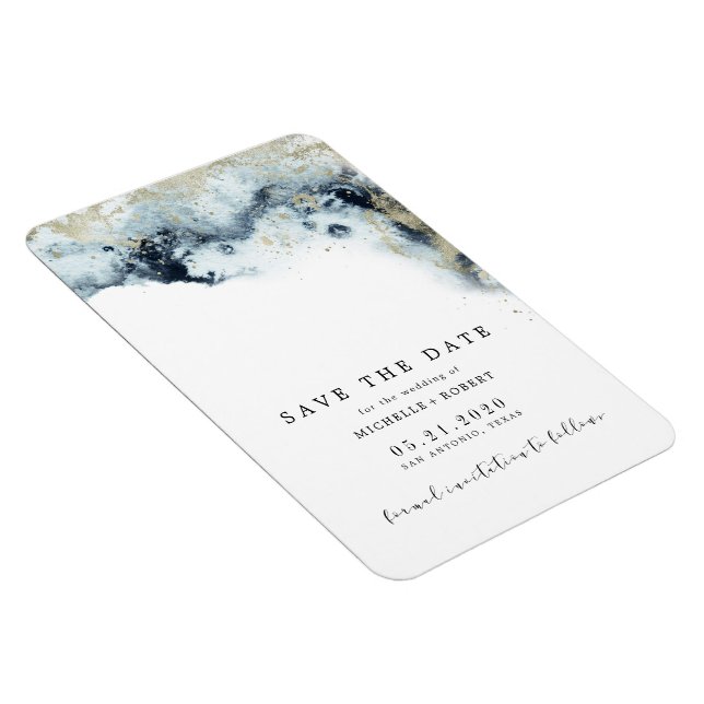 Watercolor Waves Gold Wedding Save the Date Magnet (Right Side)