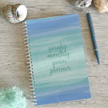 Watercolor Waves Mermaid Monthly Swim Planner<br><div class="desc">Aqua and lilac watercolor waves monthly planner suitable for all swimmers</div>
