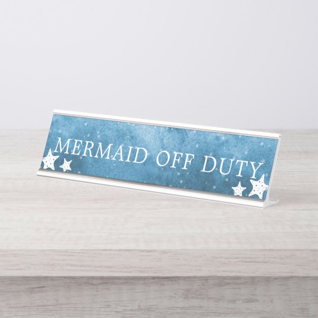 Watercolor Waves Mermaid Off Duty Starfish Sign (Front)