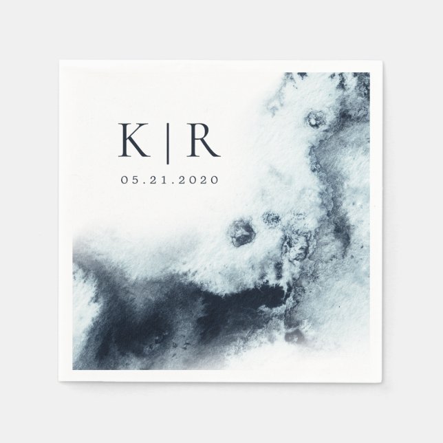 Watercolor Waves Minimalistic Paper Napkin (Front)