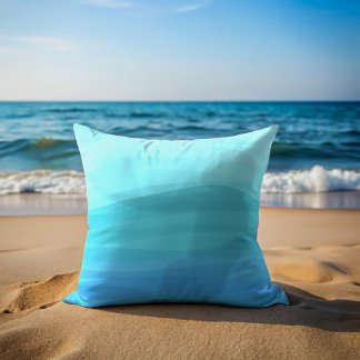 Watercolor Waves Modern Mermaid Pillow