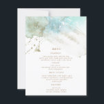 Watercolor Waves Pastel Wedding Dinner Menu Card<br><div class="desc">c</div>