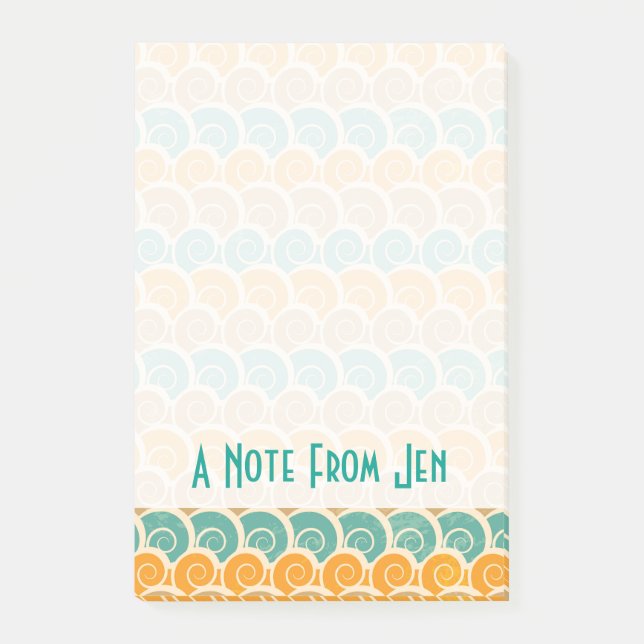 Watercolor Waves Pattern | Add Your Name Post-it Notes (Front)