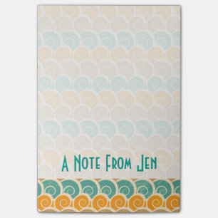 Watercolor Waves Pattern   Add Your Name Post-it Notes