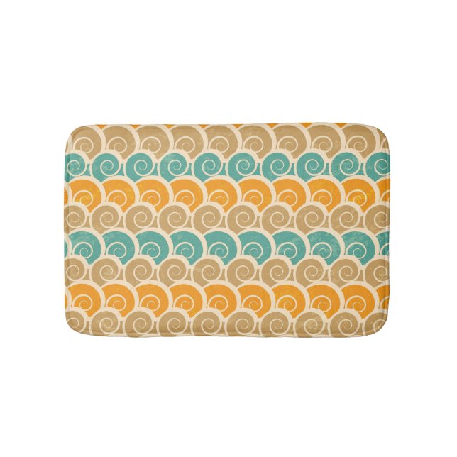 Watercolor Waves Pattern Bath Mat (Front)