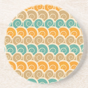 Watercolor Waves Pattern Coaster