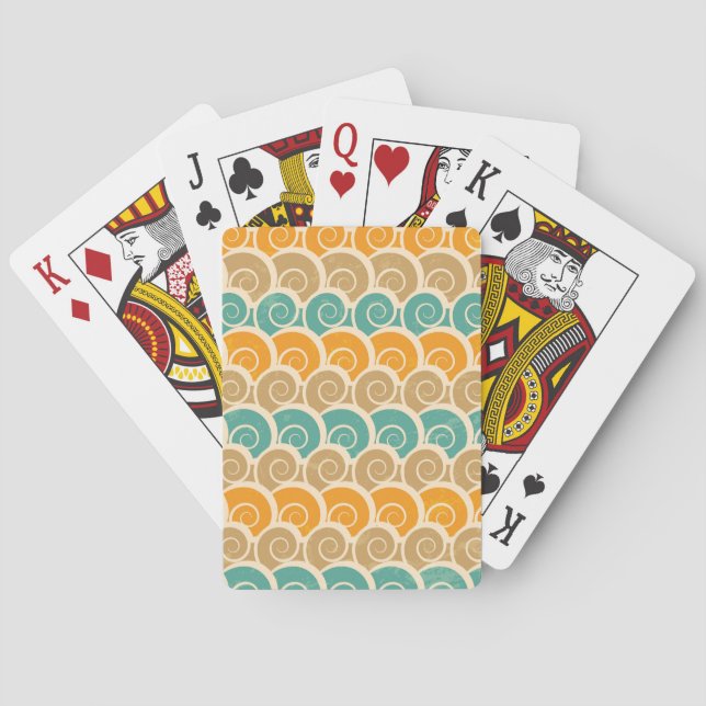 Watercolor Waves Pattern Playing Cards (Back)