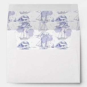 Watercolor Waves & Ships Pattern Envelopes
