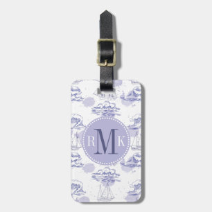 Watercolor Waves & Ships Pattern Luggage Tag