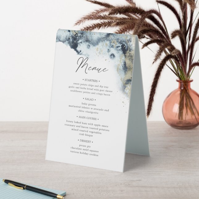Watercolor Waves Table Number And Wedding Menu (In SItu (Table))