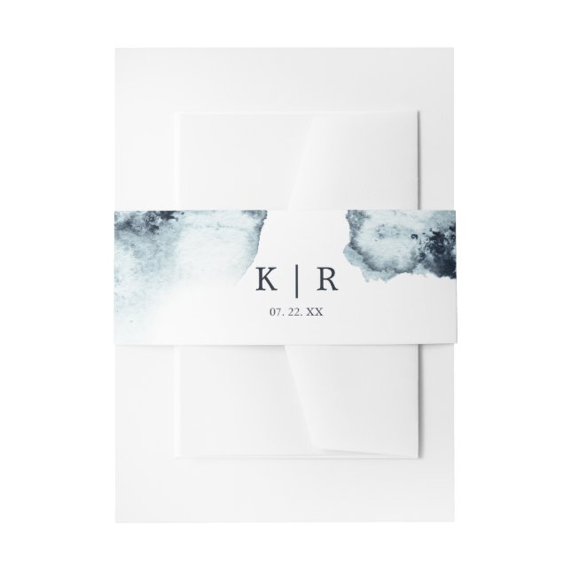 Watercolor Waves Wedding Belly Band Invitation Belly Band (Front Example)