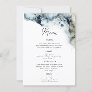 Watercolor Waves Wedding Dinner Menu Invitation
