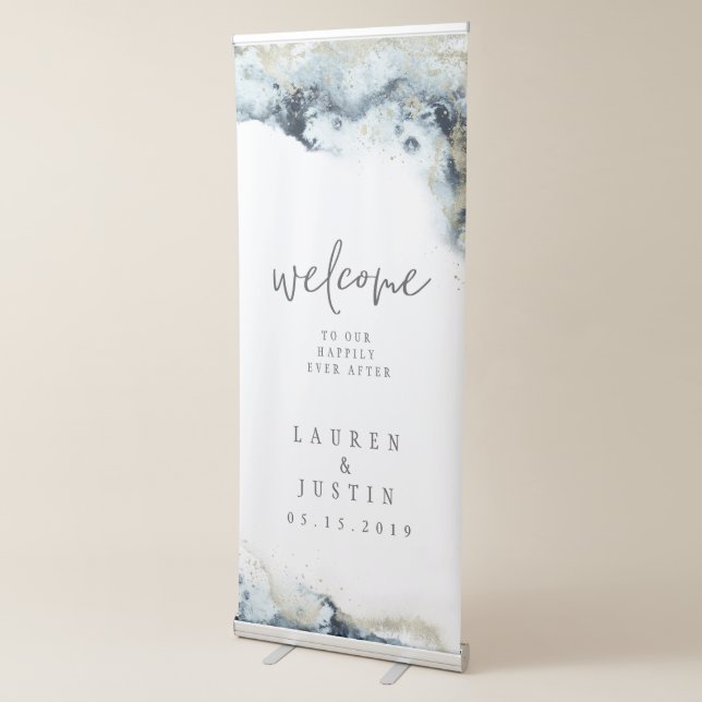 Watercolor Waves Wedding Welcome Banner (3/4)