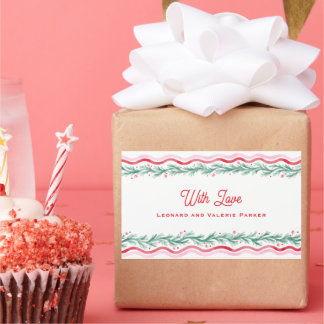 Watercolor Wavy Holiday Garland Frame Rectangular Sticker