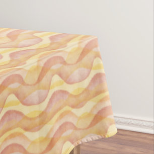 Watercolor Wavy Stripes, Yellow and Orange Tablecloth