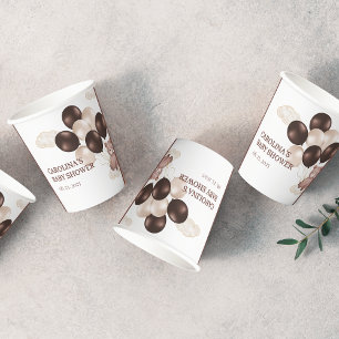 Watercolor we can bearly wait baby shower boy paper cups