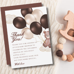 Watercolor we can bearly wait baby shower boy thank you card