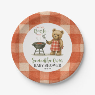 Watercolor We Can Bearly Wait BBQ Baby Shower Paper Plate