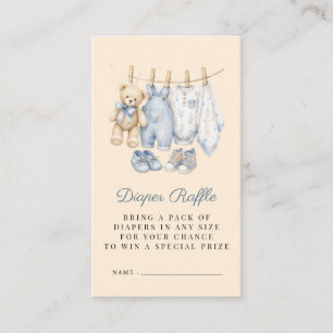Watercolor We Can Bearly Wait Blue Diaper Raffle Enclosure Card