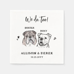 Watercolor We Do Too 2 Dog English Bulldog Wedding Napkin