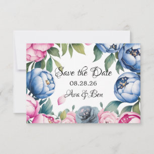 Watercolor Wedding Arch Pink and Blue  Save The Date