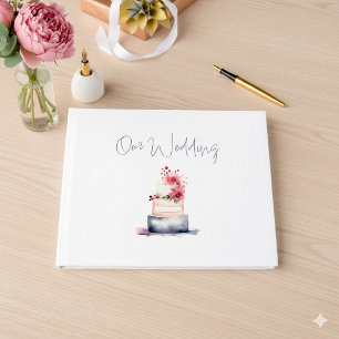Watercolor wedding cake guest book