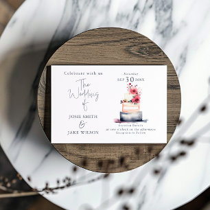 Watercolor wedding cake illustration invitation