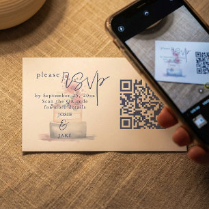 Watercolor wedding cake Illustration QR Code Enclosure Card